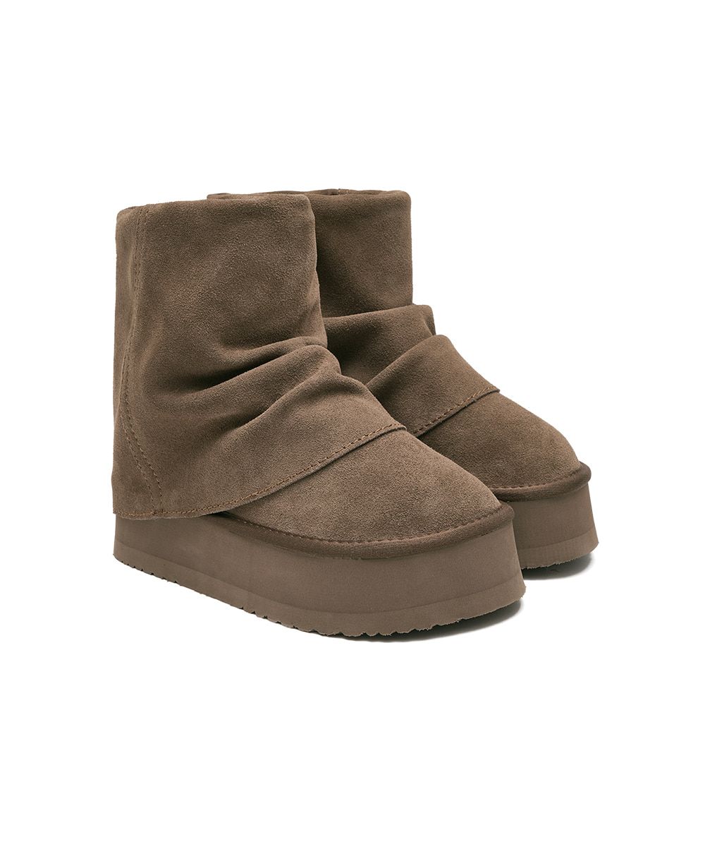 韓國 Rockfish Weatherwear MAXI FOLDED BOOTS SHORT (6inch) 厚底摺疊短靴/ 可可棕 COCOA/ 預購 23 cm