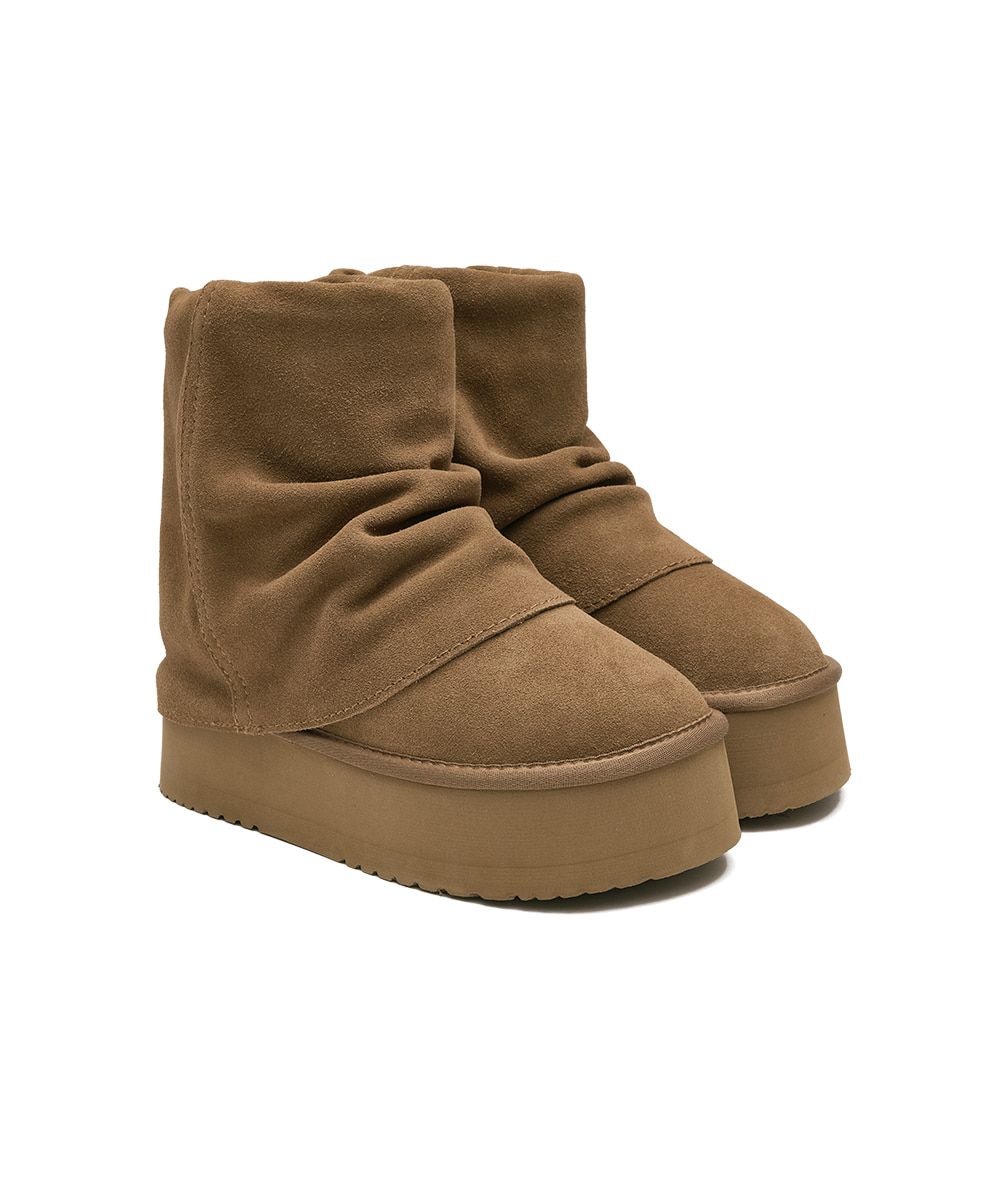 韓國 Rockfish Weatherwear MAXI FOLDED BOOTS SHORT (6inch) 厚底摺疊短靴/ 栗棕色 CHESTNUT/ 預購 25 cm