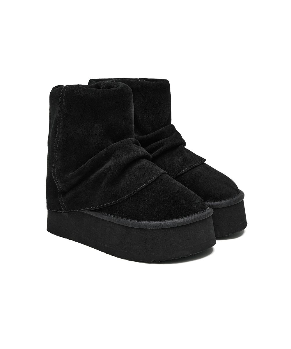 韓國 Rockfish Weatherwear MAXI FOLDED BOOTS SHORT (6inch) 厚底摺疊短靴/ 黑色 BLACK/ 預購 24 cm