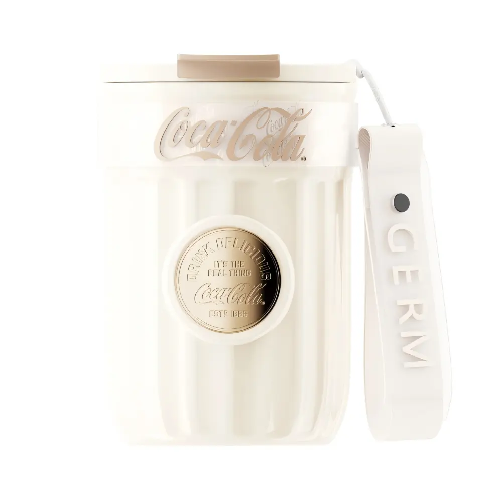 GERM格米 可口可樂聯名款徽章系列保溫杯400ml/ 雪融白