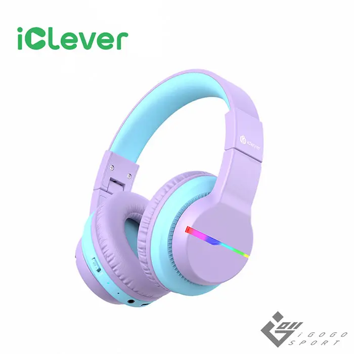 iClever BTH12炫光無線兒童耳機/ 紫色