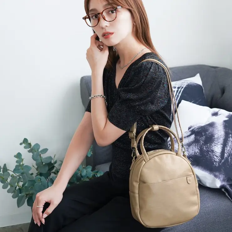 日本 Legato Largo Lineare Natural Vintage 2Way肩背包/ Grey Beige
