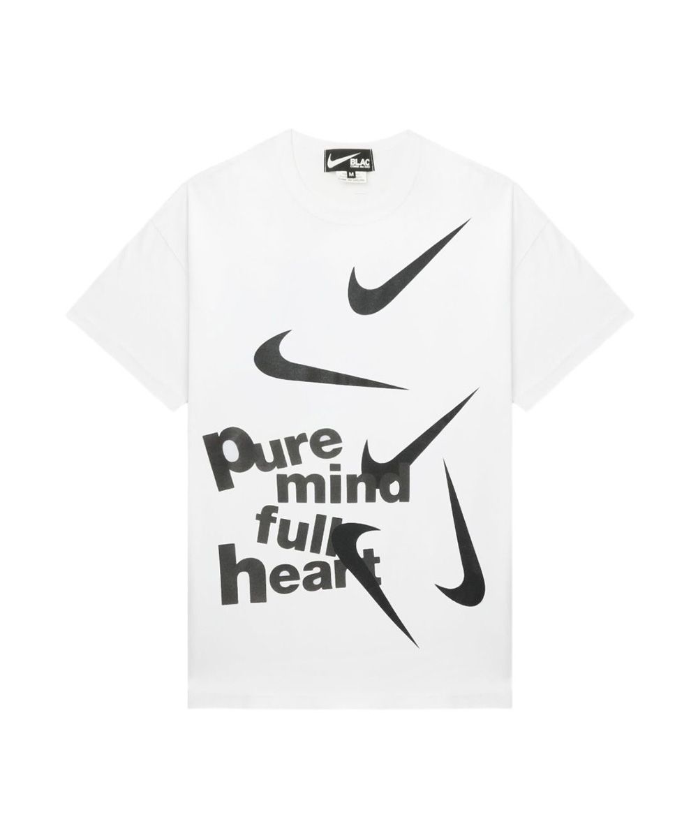 COMME des GARÇONS BLACK 標語傘狀NIKE白色短袖TEE/男/ M