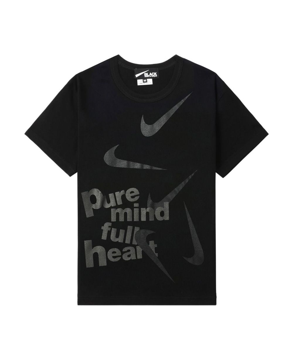COMME des GARÇONS BLACK 標語傘狀NIKE黑色短袖TEE/男/ XL