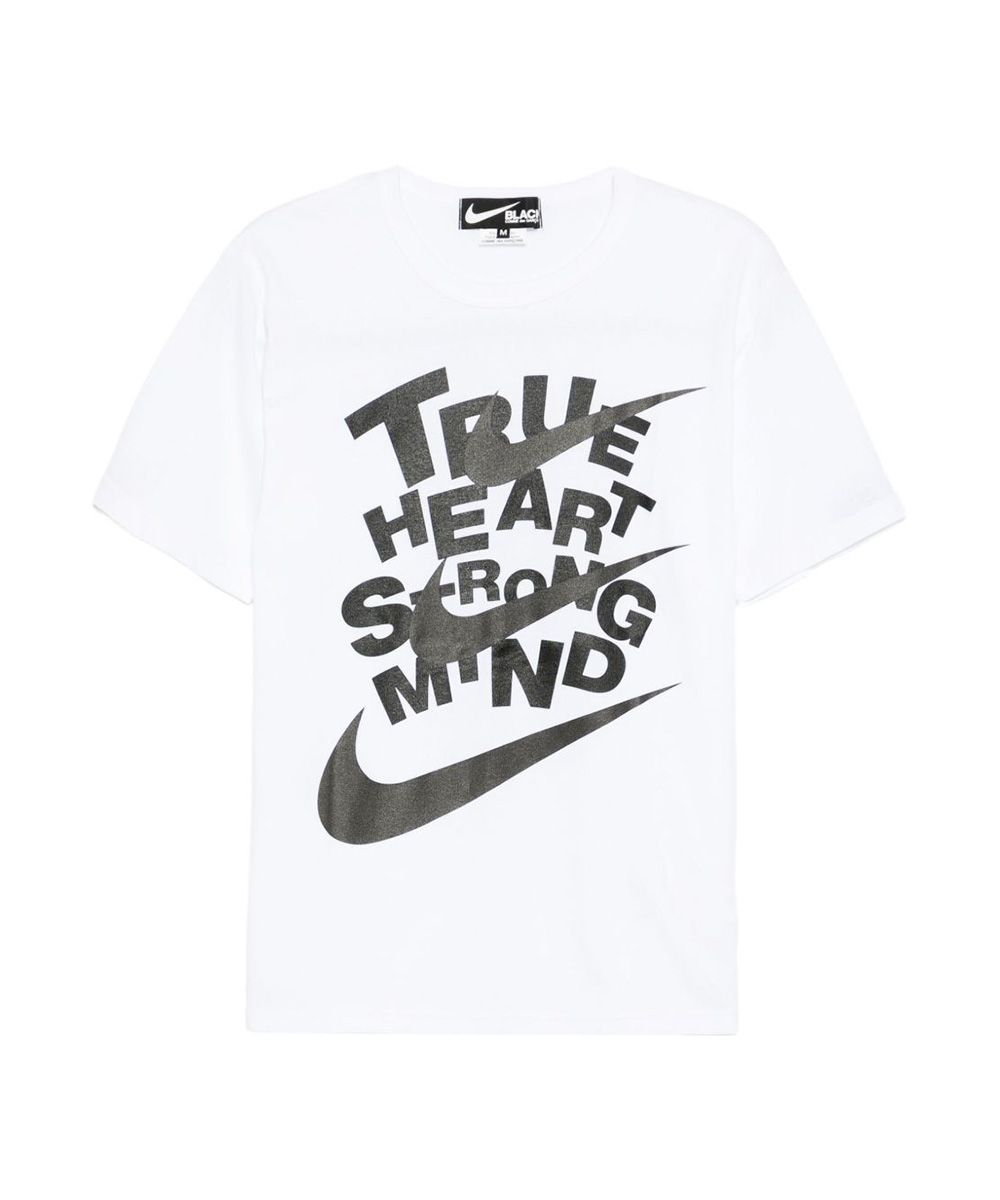 COMME des GARÇONS BLACK 標語三個NIKE白色短袖TEE/男/ S