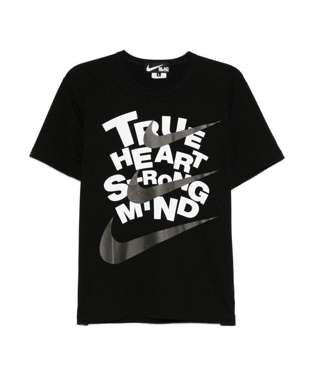 COMME des GARÇONS BLACK 標語三個NIKE黑色短袖TEE/男/ S