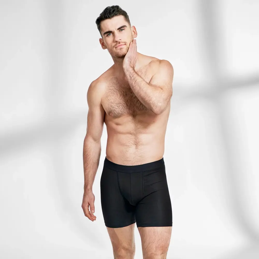 Bread & Boxers 三件組 Boxer Brief Extra Long 有機棉男用長版四角內褲/ 黑/ M