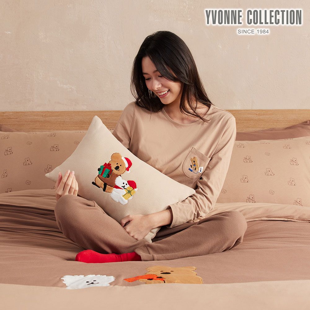 YVONNE COLLECTION DINOTAENG冬日方形抱枕 (30x45公分) -奶茶棕