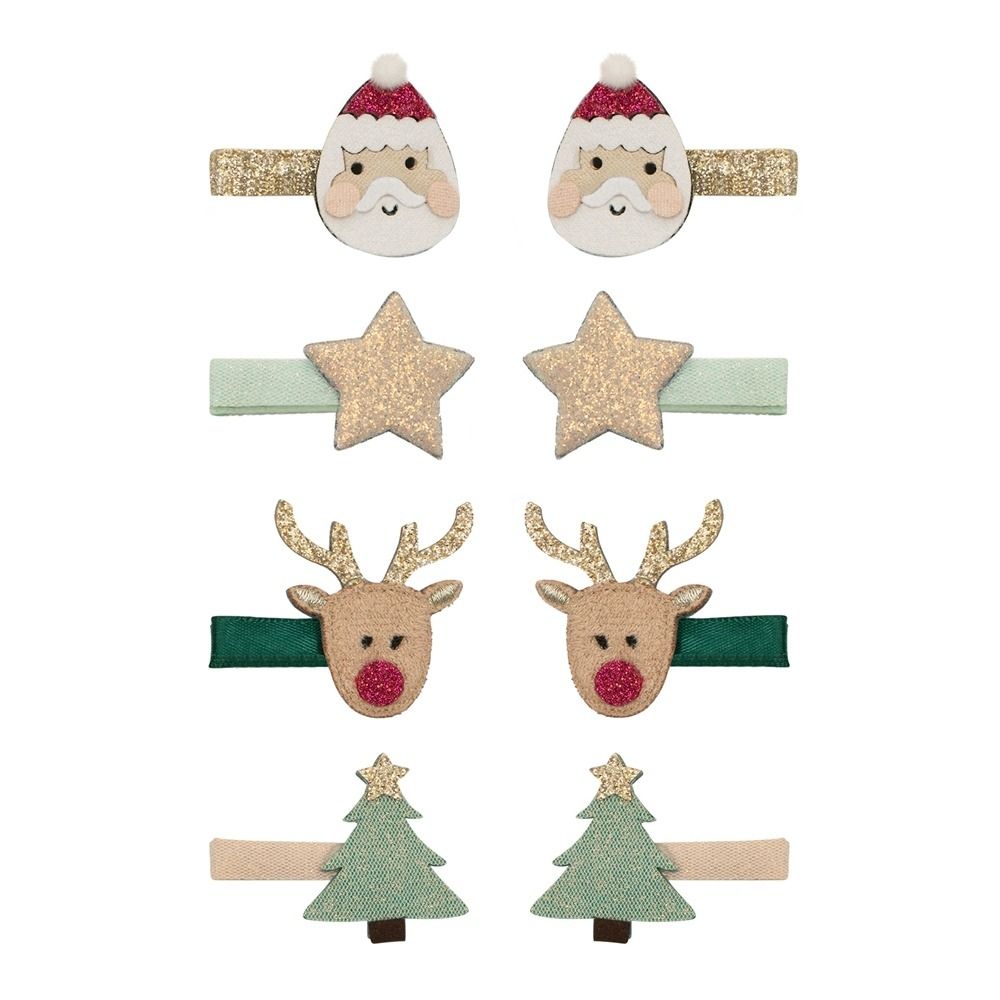 Mimi & Lula AW25 Xmas聖誕老公公與麋鹿迷你髮夾/ 8入