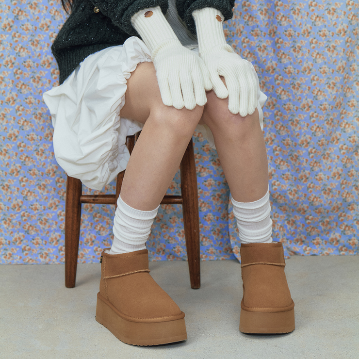 韓國 Rockfish Weatherwear ORIGINAL MAXI FLATFORM BOOTS MINI (3.5inch) 厚底短靴/ 栗棕色 CHESTNUT/ 預購 24 cm