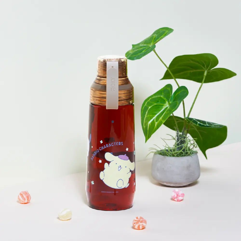 WOKY沃廚 X SANRIO透明瓶/ 600ml/ 狗狗好朋友/ 簡單幸福/ 橘