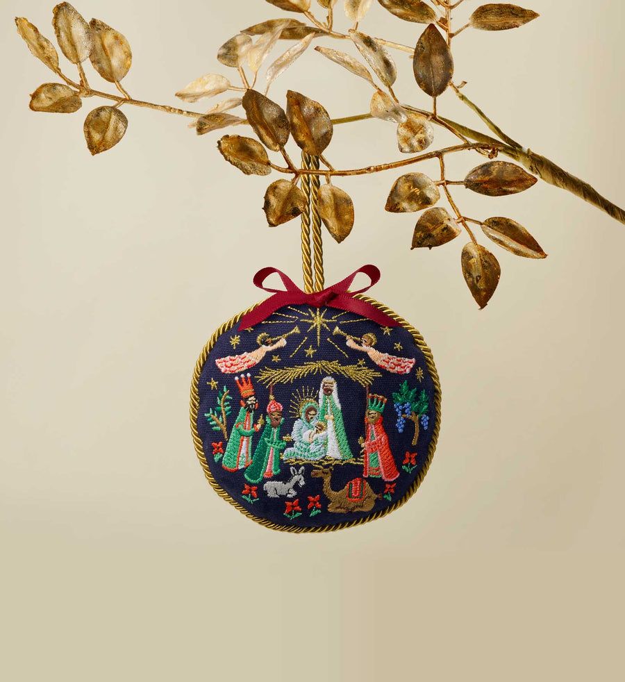 美國 RIFLE PAPER 刺繡聖誕吊飾/ Nativity