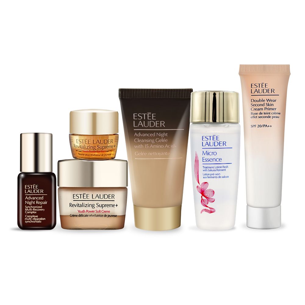Estee Lauder 雅詩蘭黛 激亮透潤美肌組/ 潔顏蜜+修護露+膠原霜+眼霜+乖乖乳+原生露/ 公司貨