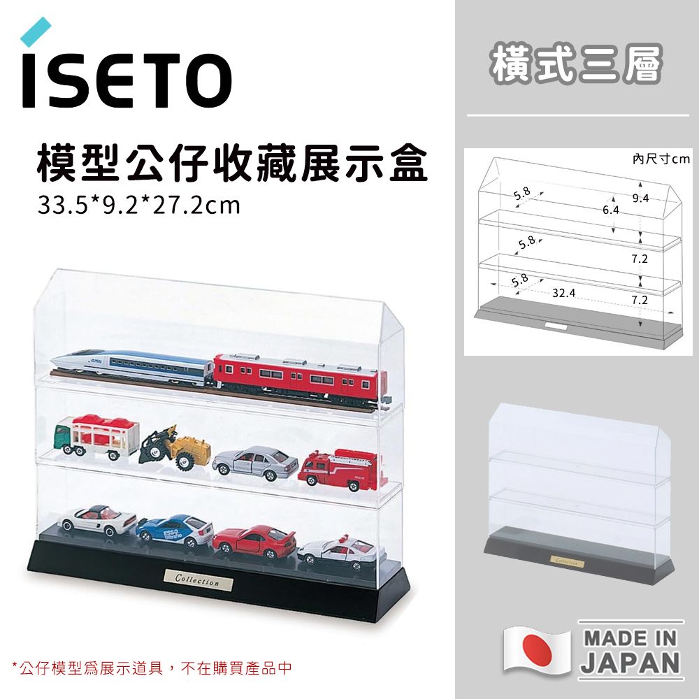 【日本ISETO】日本製 橫式展示盒｜公仔｜模型｜玩具｜透明收藏盒(三層)