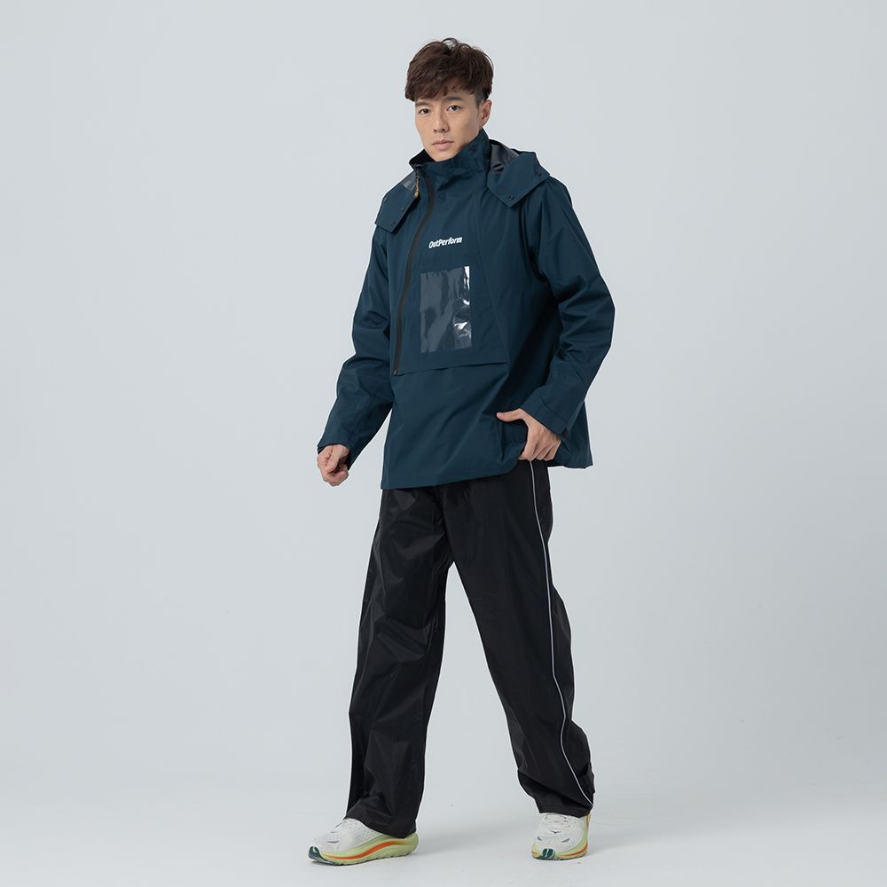 【OutPerform-奧德蒙雨衣官方直營】ACE半斜開雙拉練防水透氣兩件式雨衣/ 彗星綠/ 5XL