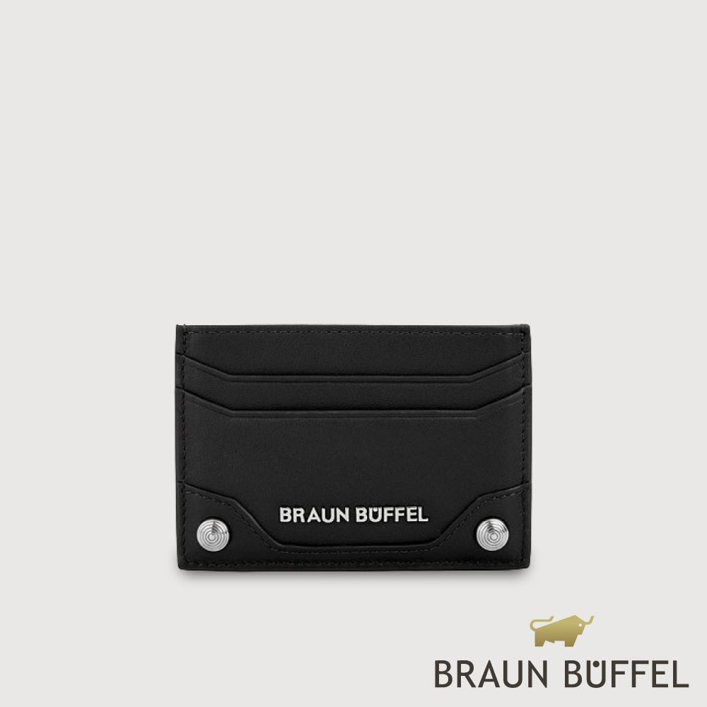 【BRAUN BUFFEL 德國小金牛】台灣總代理 絲妲莎-S 4卡卡夾-黑色/BF875-151-BK