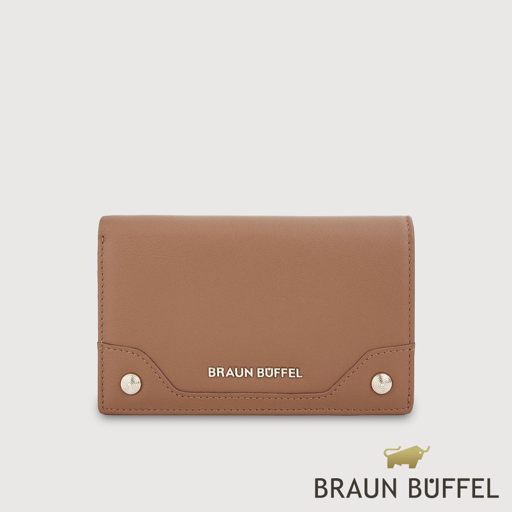 【BRAUN BUFFEL 德國小金牛】台灣總代理 絲妲莎-S 11卡兩折中夾-麥色/BF875-501-BRA