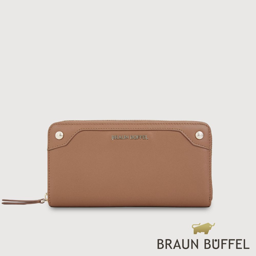 【BRAUN BUFFEL 德國小金牛】台灣總代理 絲妲莎-S 13卡拉鍊長夾-麥色/BF875-602-BRA