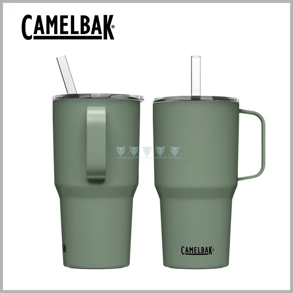 【CamelBak】CB3030301071 710ml Straw Mug 雙層不鏽鋼吸管保溫/保冰馬克杯 -灰綠
