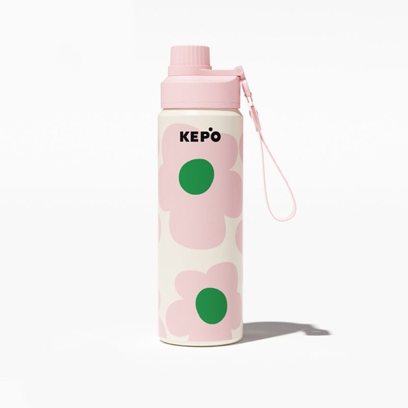 KEPO LQ 600ml KC011運動保溫保冷杯 隨行保溫保冷杯 316L不鏽鋼內膽-櫻花粉