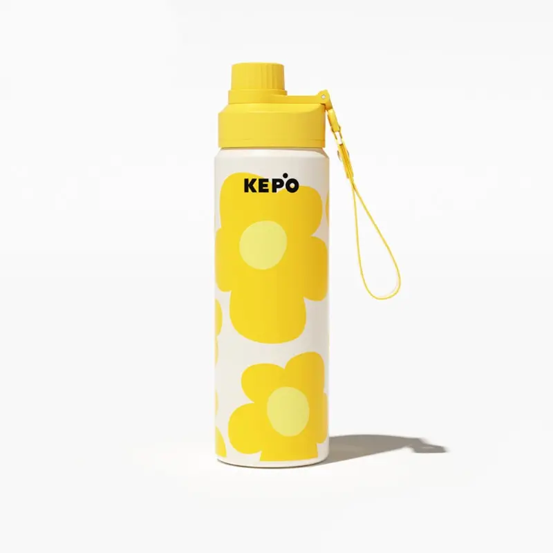 KEPO LQ 600ml KC011運動保溫保冷杯 隨行保溫保冷杯 316L不鏽鋼內膽-迎春黃