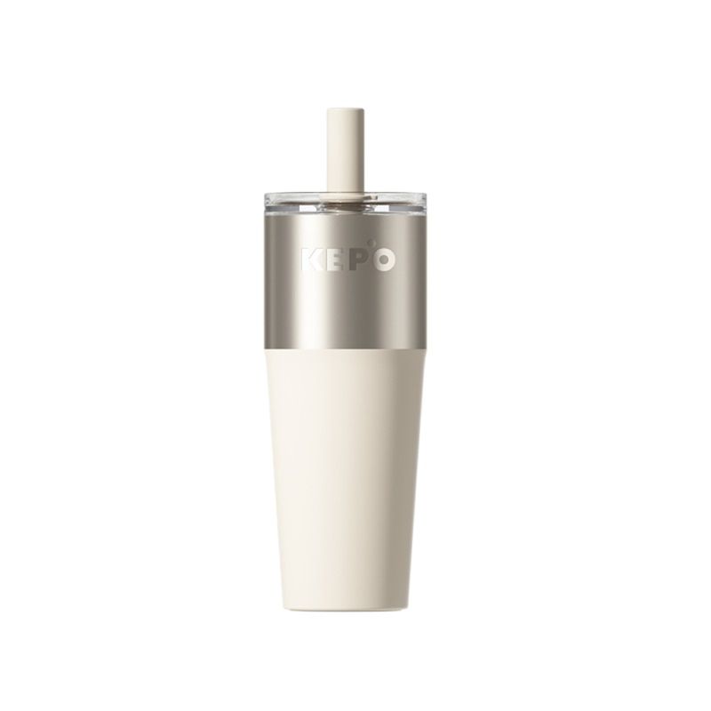 KEPO LQ 700ml KC014 T型吸管杯 316L不鏽鋼內膽-珍珠白