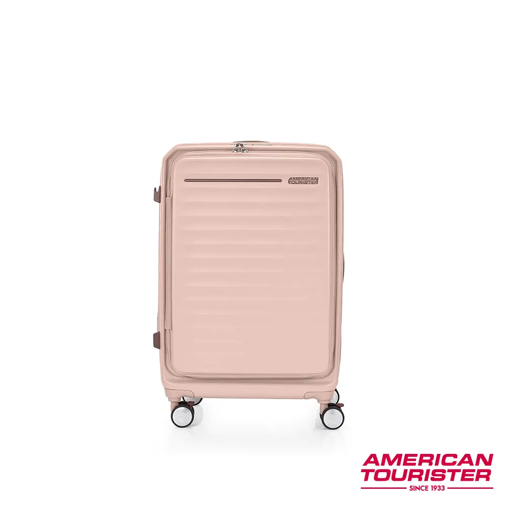 AMERICAN TOURISTER美國旅行者  FRONTEC 上掀前開可擴充行李箱25吋/ 草莓粉