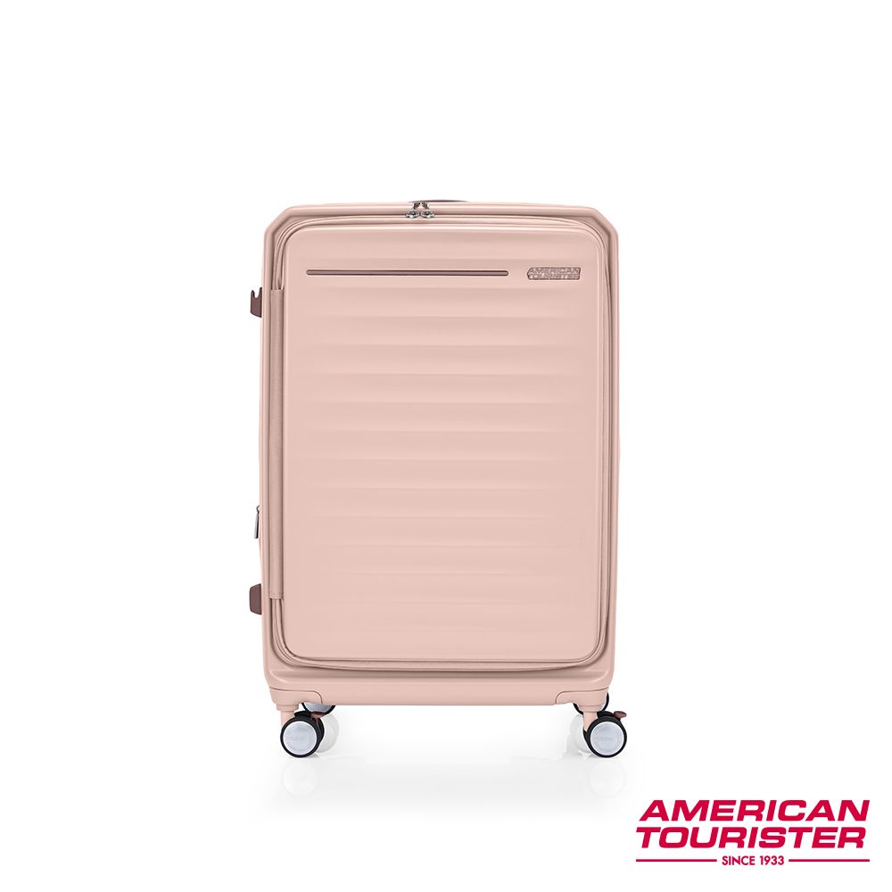 AMERICAN TOURISTER美國旅行者  FRONTEC 上掀前開可擴充行李箱28吋/ 草莓粉