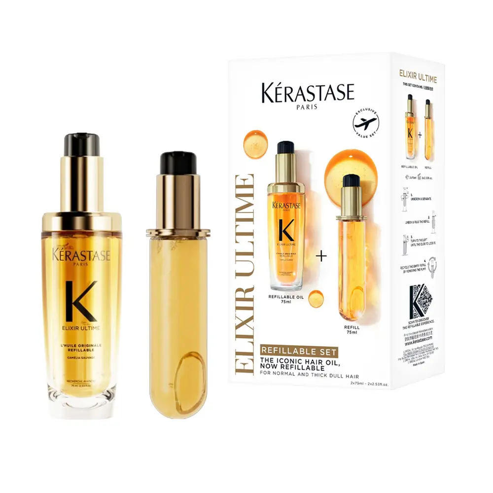 KERASTASE 卡詩 金緻柔馭山茶花鎏光露75ml+填裝瓶75ml/ 平行輸入