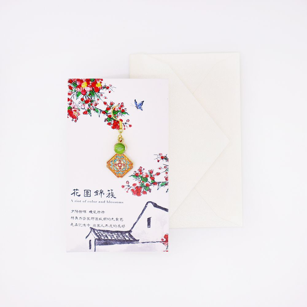 yajhih耳環卡片Earrings Card/ 台灣文化/ 花磚款/ 花團錦簇