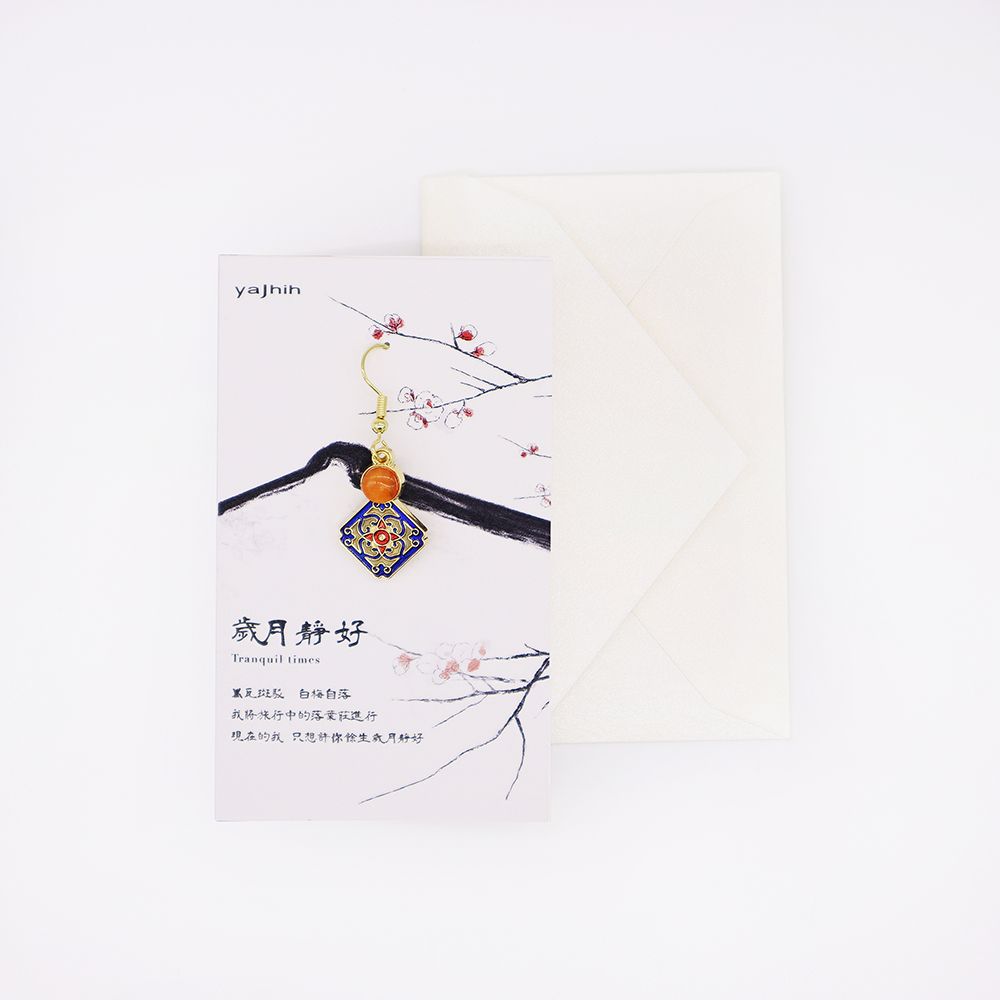 yajhih耳環卡片Earrings Card/ 台灣文化/ 花磚款/ 歲月靜好