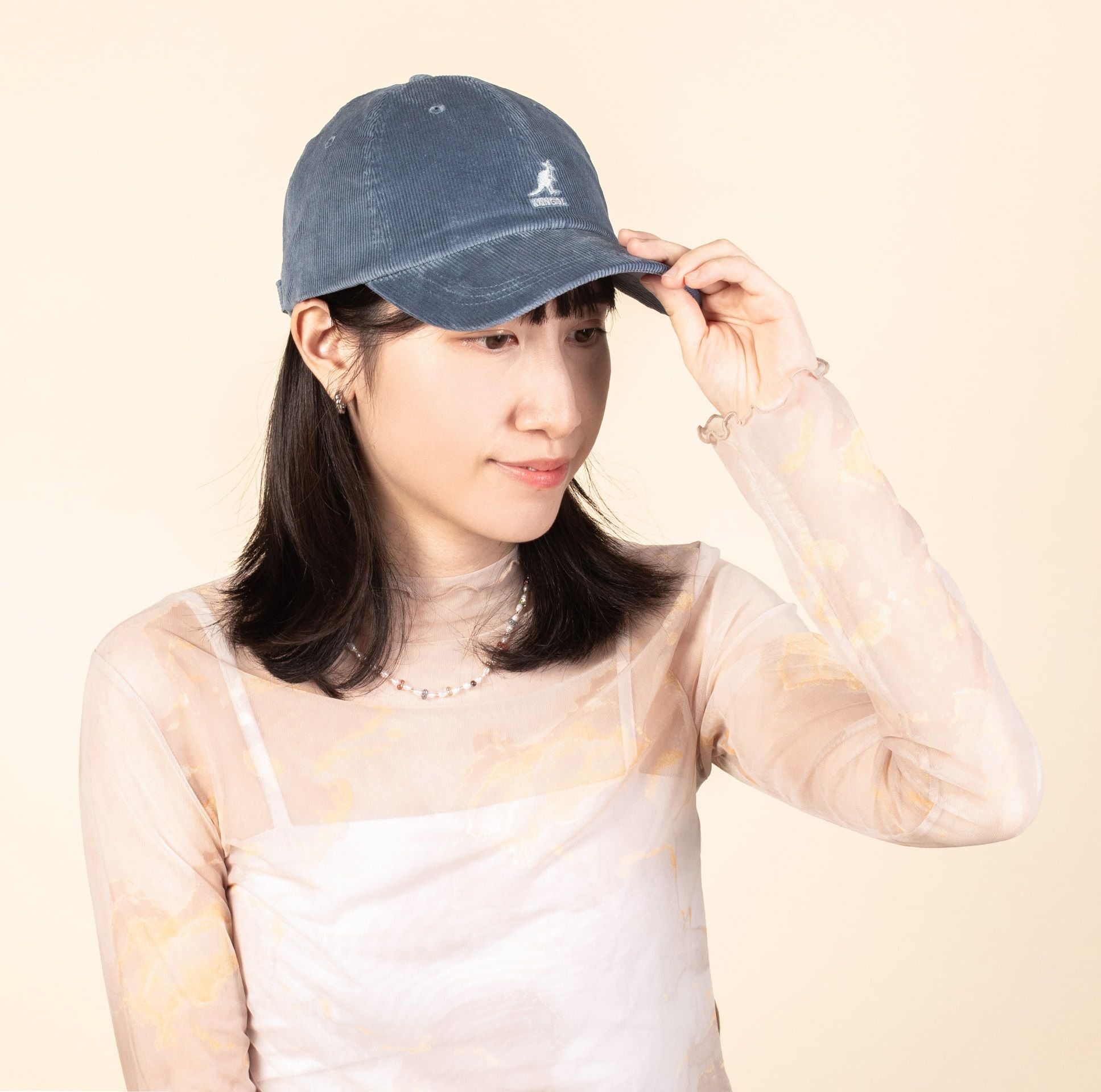 KANGOL CORD燈芯絨棒球帽/ 單寧藍/ F