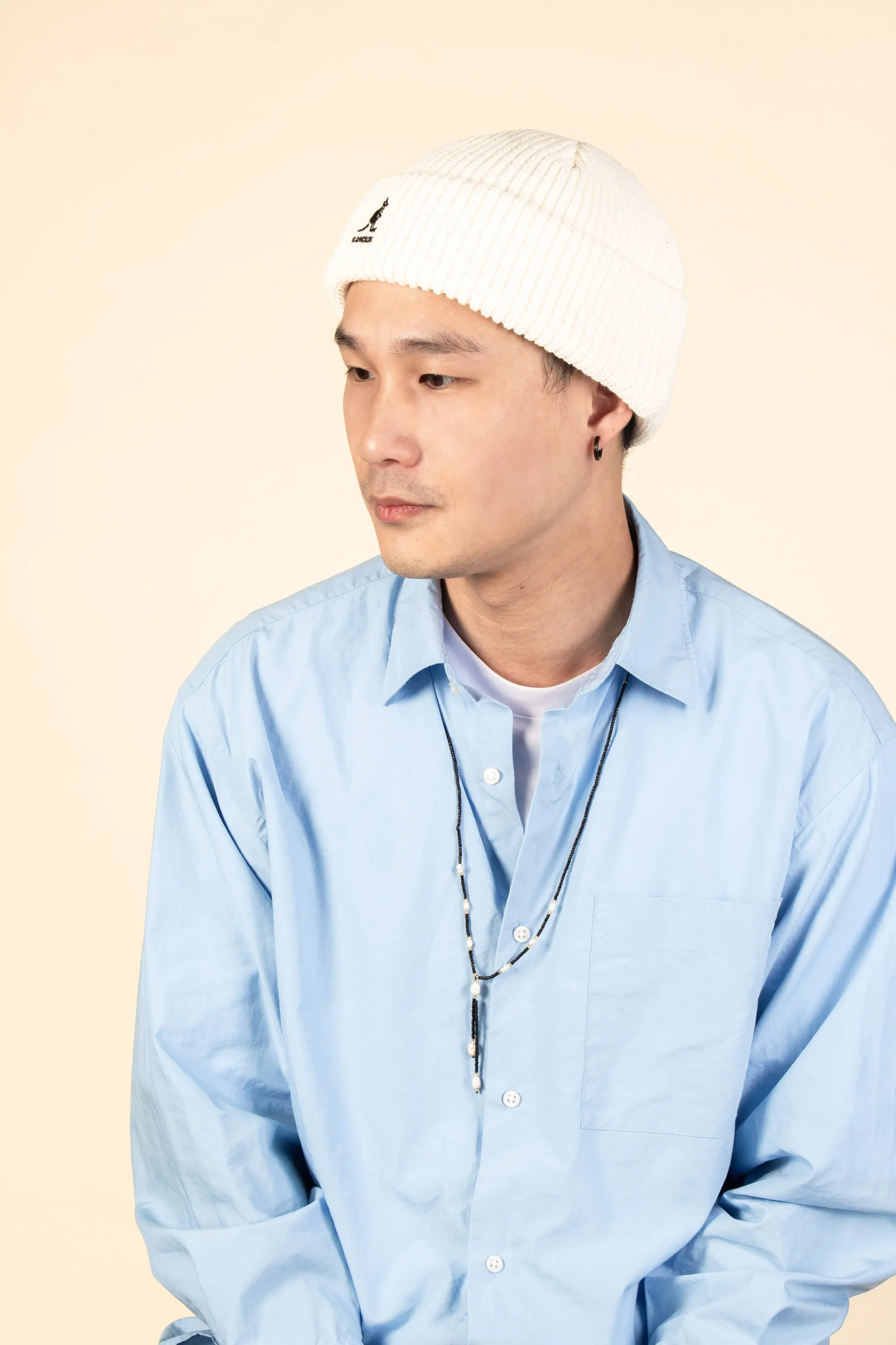 KANGOL 2 WAY頭顱帽/ 象牙白色/ F
