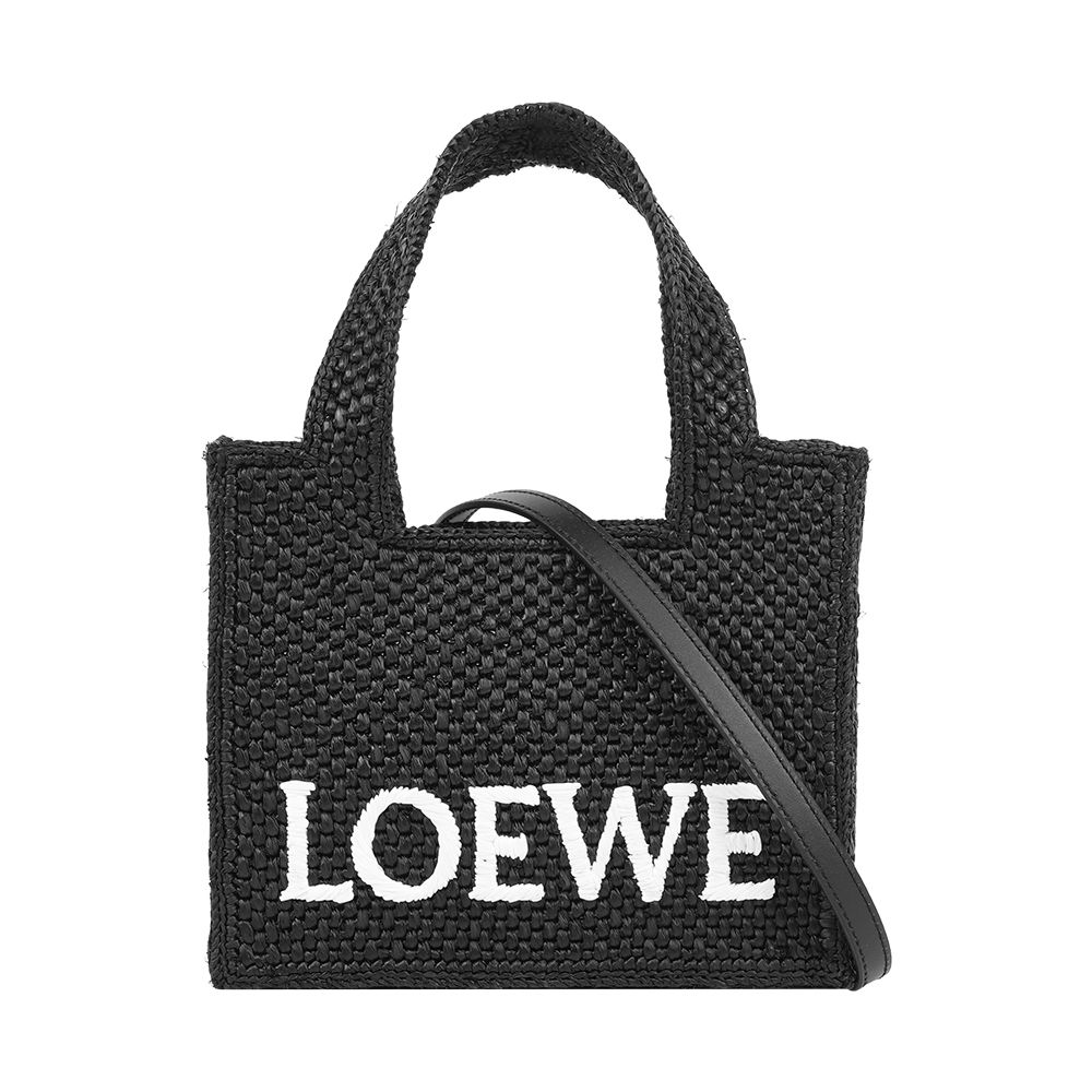【LOEWE】Logo 標誌酒椰纖維迷你二用包(黑色)/ 平行輸入