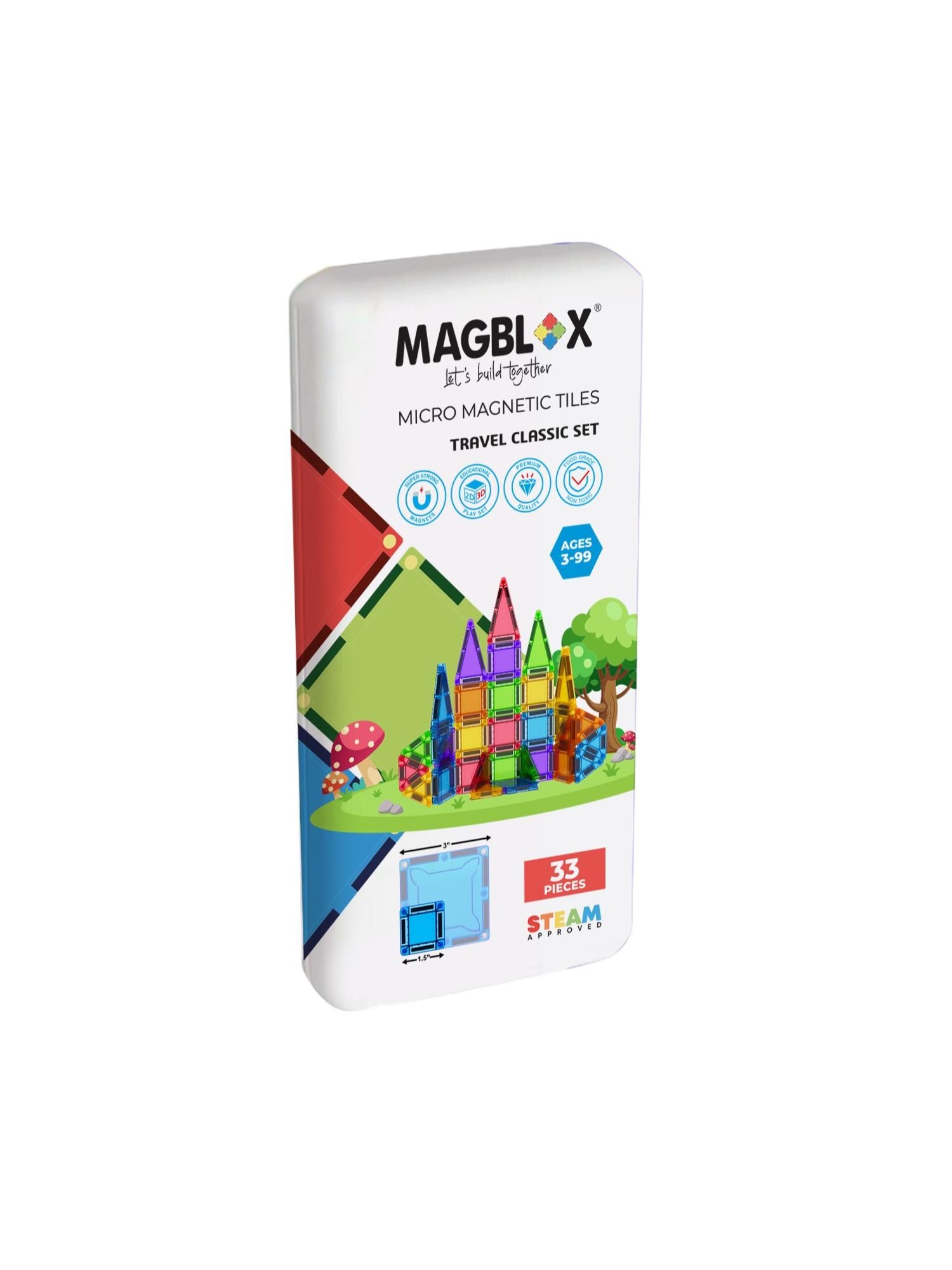出遊開盒即玩➤澳洲 Magblox® 美學磁力片迷你旅行組/ 繽紛色/ 33pcs