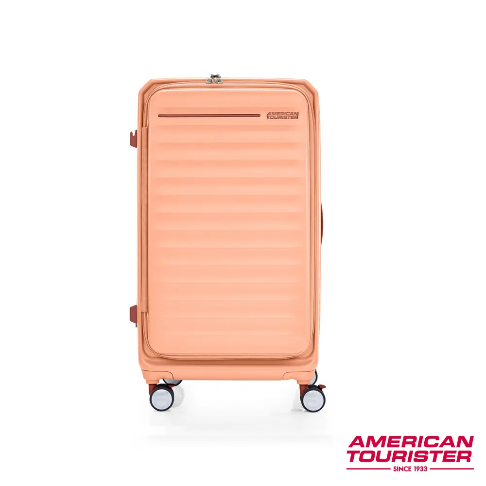 AMERICAN TOURISTER美國旅行者 FRONTEC 上掀前開可擴充胖胖箱28吋/杏紅