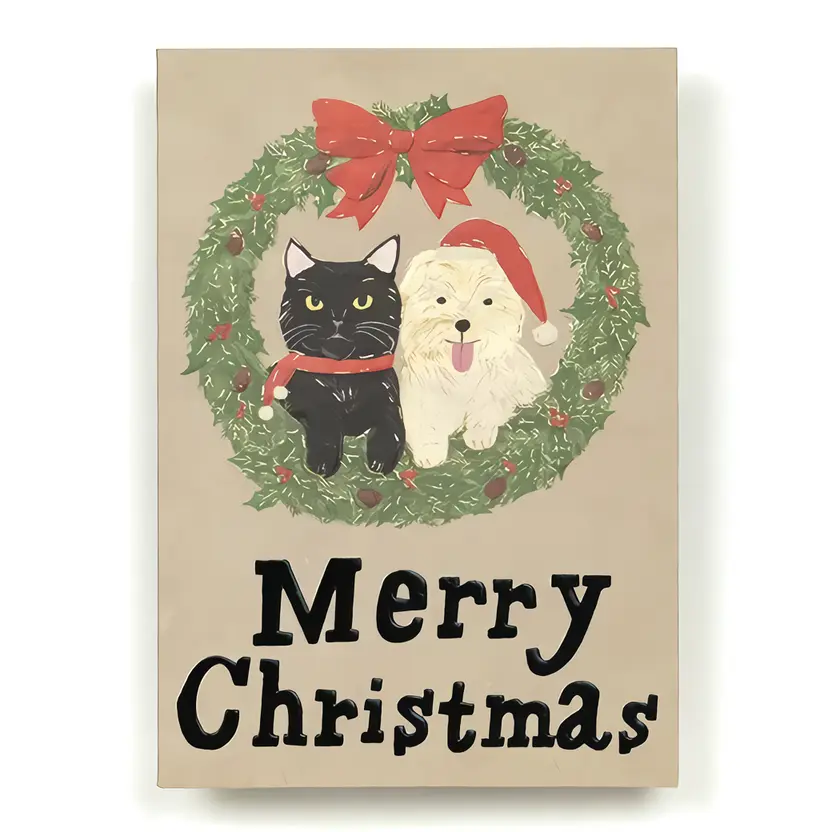 日本 Greeting Life 聖誕迷你卡/ そで山かほ子/ 聖誕花圈
