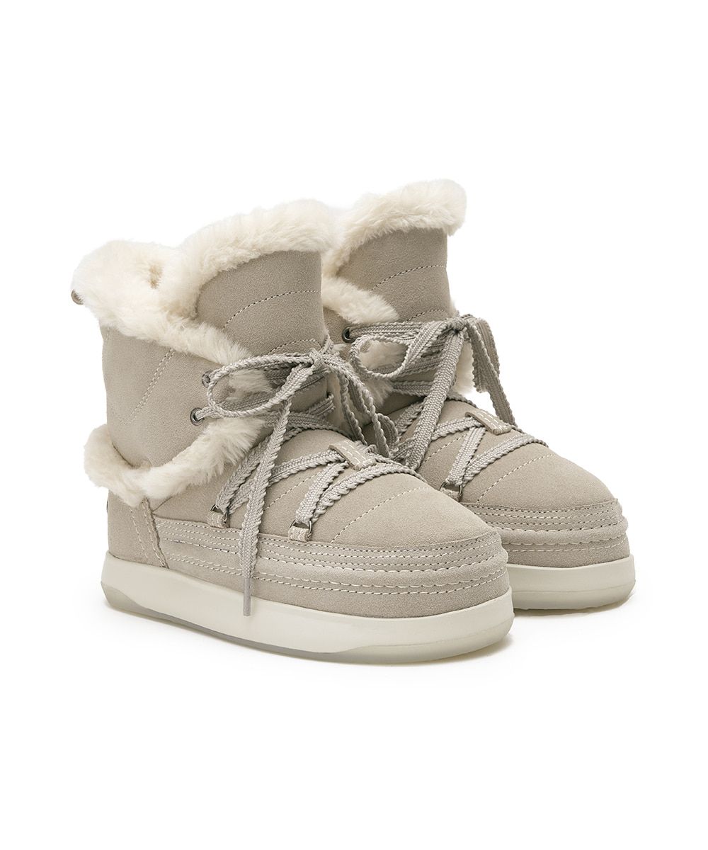 韓國 Rockfish Weatherwear COCOON SUEDE BOOTS 中筒麂皮絨毛雪靴/ 沙色 SAND/ 預購 24 cm
