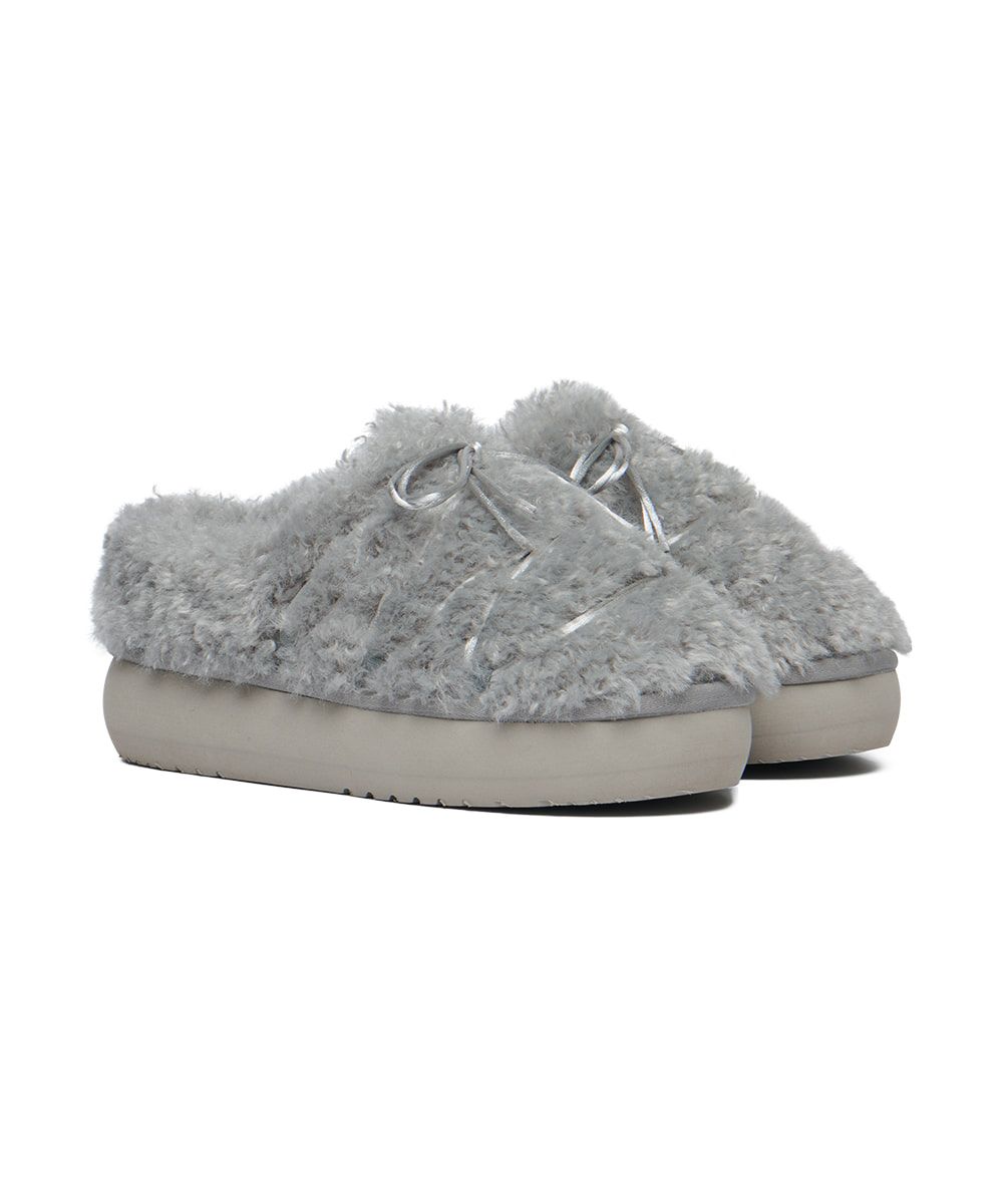 韓國 Rockfish Weatherwear CURLY FUR MULES 捲毛厚底穆勒鞋/ 灰色 GREY/ 預購 25 cm