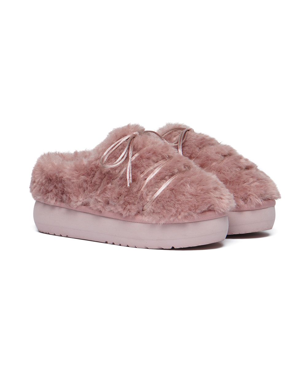 韓國 Rockfish Weatherwear CURLY FUR MULES 捲毛厚底穆勒鞋/ 灰粉色 DUSTY PINK/ 預購 25 cm