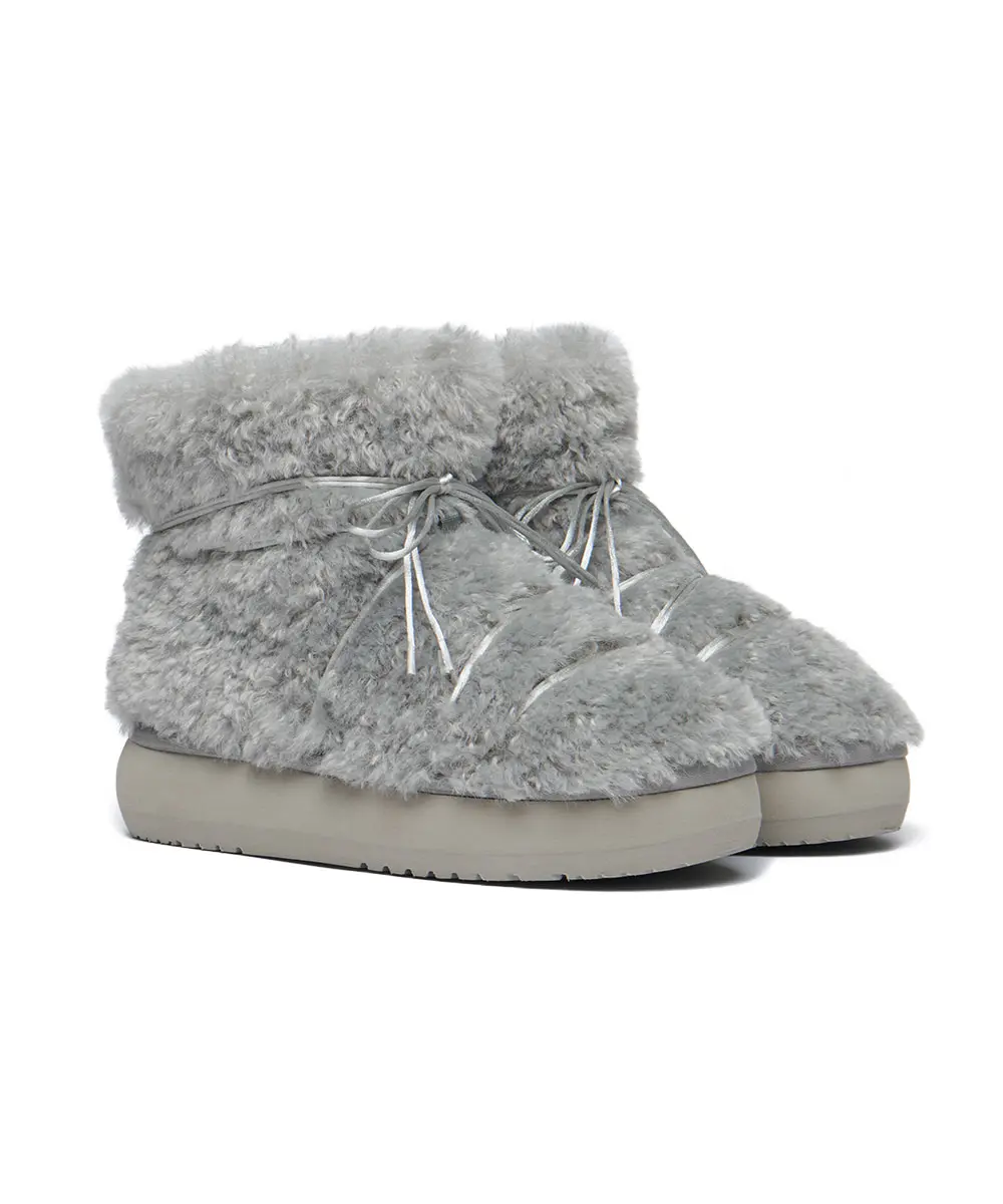 韓國 Rockfish Weatherwear CURLY FUR BOOTS SHORT 捲毛厚底短靴/ 灰色 GREY/ 預購 23 cm
