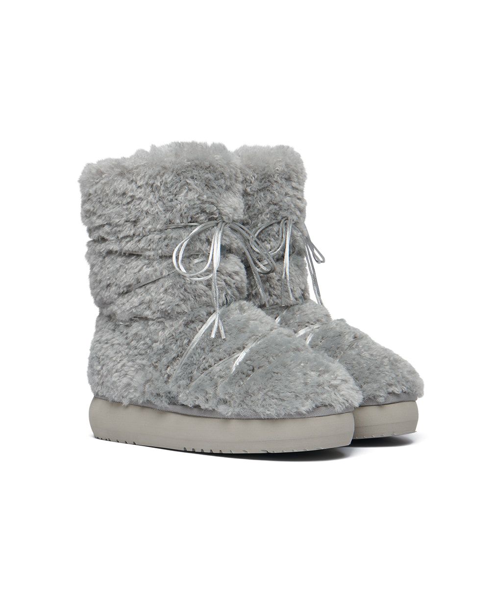 韓國 Rockfish Weatherwear CURLY FUR BOOTS MIDDLE 捲毛厚底中筒雪靴/ 灰色 GREY/ 預購 24 cm