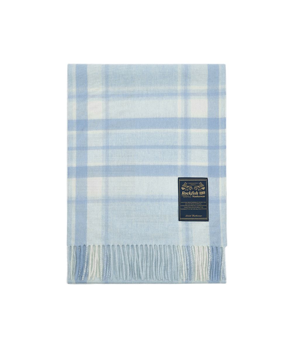韓國 Rockfish Weatherwear CLASSIC WOOL SCARF CHECK 經典格紋羊毛圍巾 天藍色 SKY BLUE