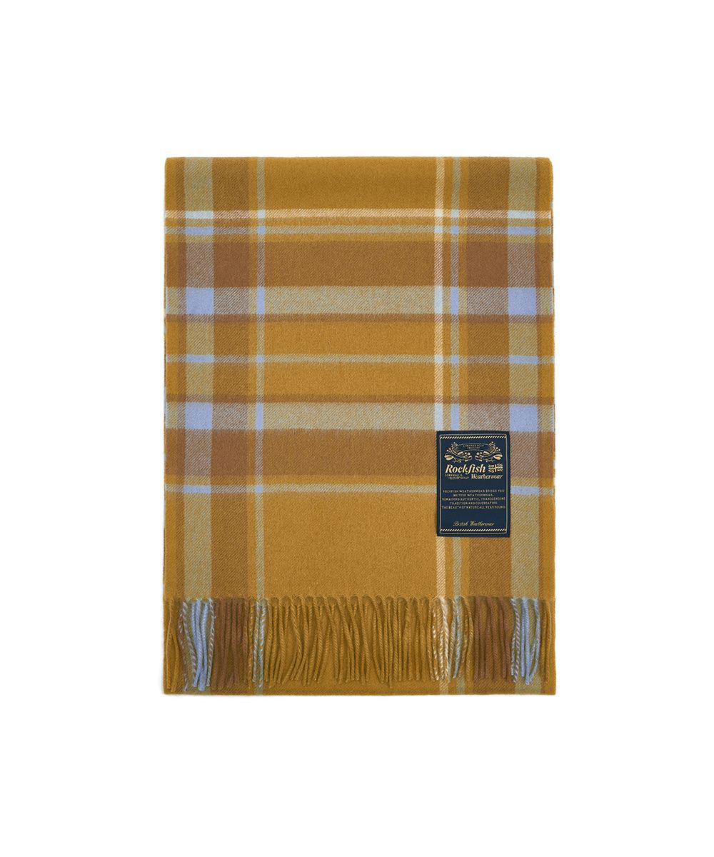 韓國 Rockfish Weatherwear CLASSIC WOOL SCARF CHECK 經典格紋羊毛圍巾 芥末黃 MUSTARD