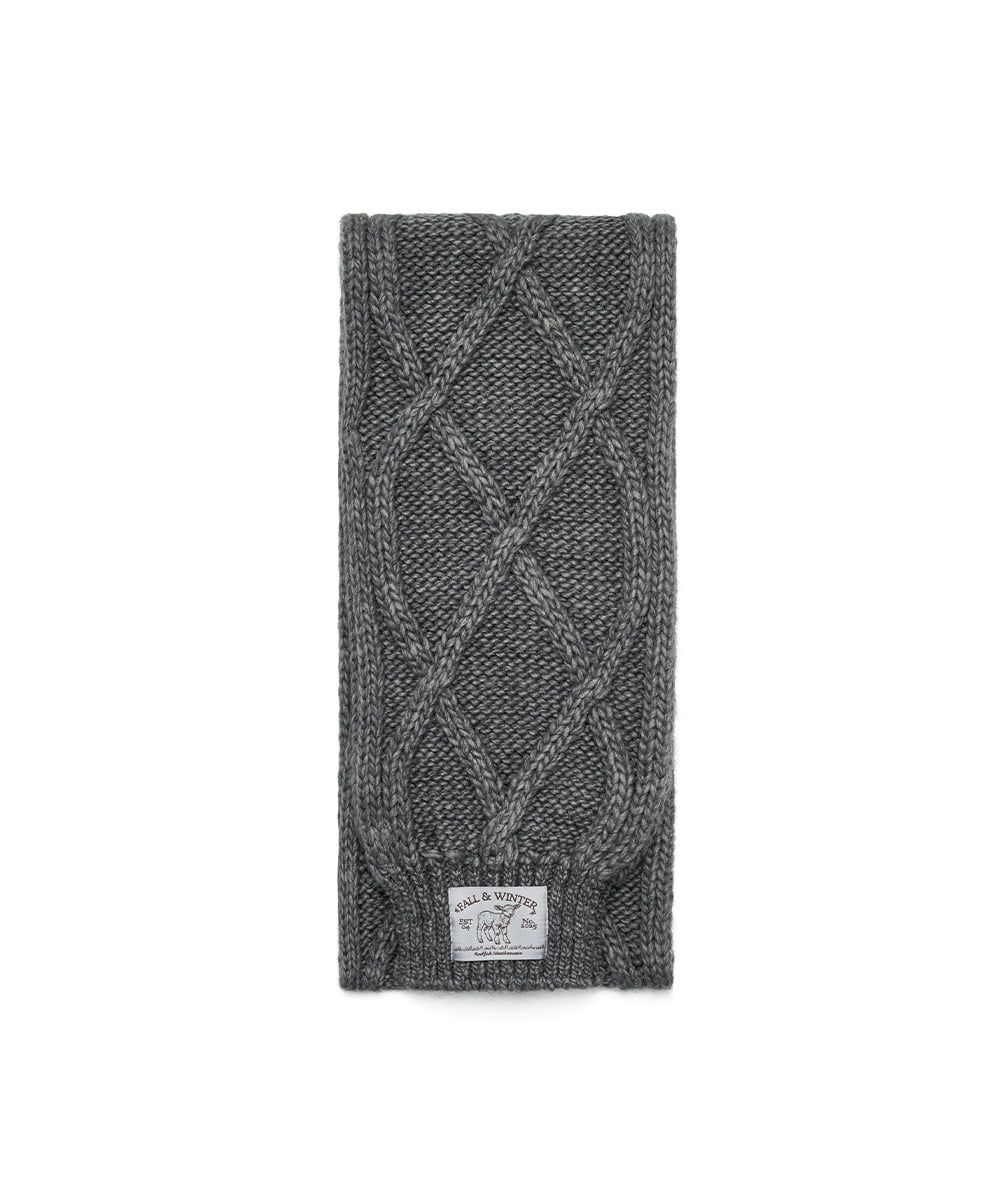 韓國 Rockfish Weatherwear DIAMOND CABLE SCARF 立體菱格針織圍巾 灰色 GREY