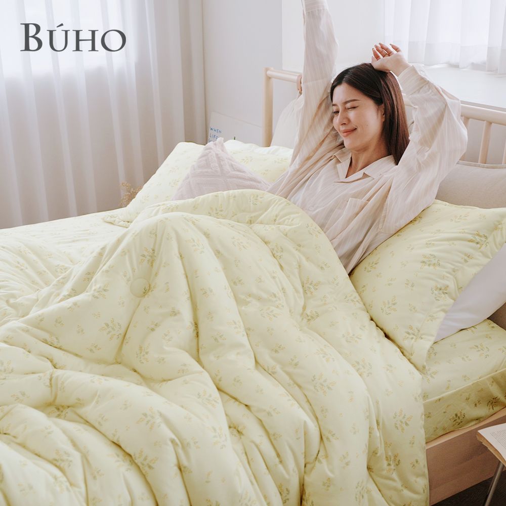 【BUHO布歐】韓系全鋪棉單人床包+單人絲滑綿綿奶泡被三件組/ 絮芽靡語