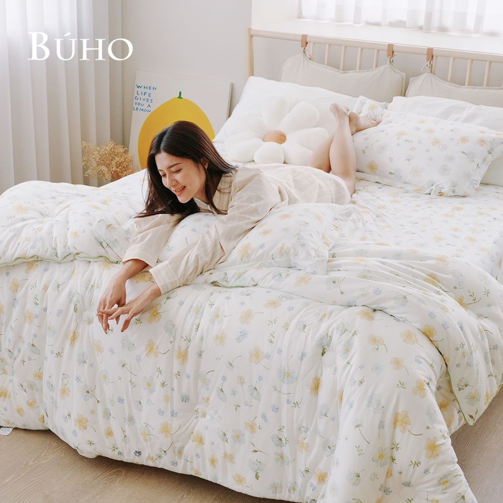【BUHO布歐】韓系舒柔6尺雙人加大全鋪棉床包枕套三件組/ 輕紗花簇