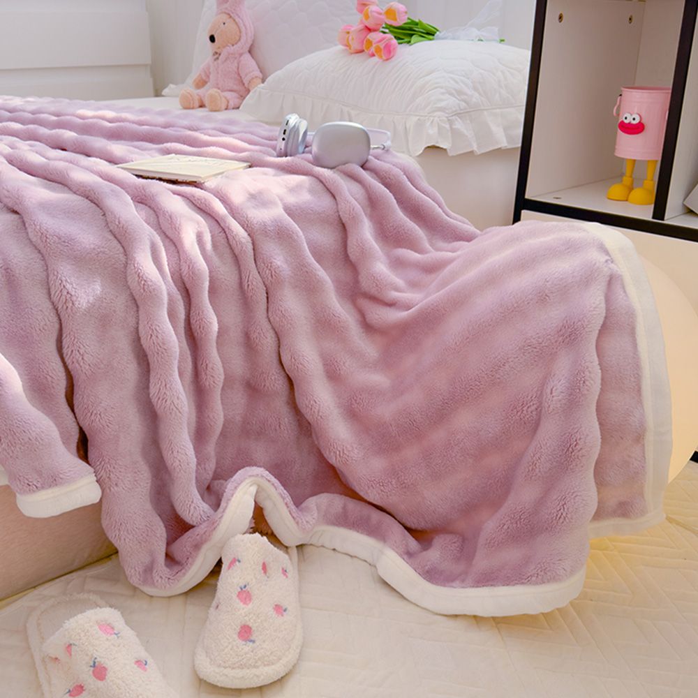 jbn 雙面加厚仿兔絨泡泡毯/保暖空調毯/萬用毯-150x200cm-多色可選/ 夢幻紫