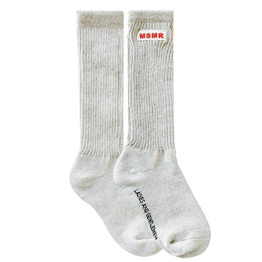韓國 MSMR 中筒襪/ Clare Patch Crew Socks/ 灰/ 禮物套組