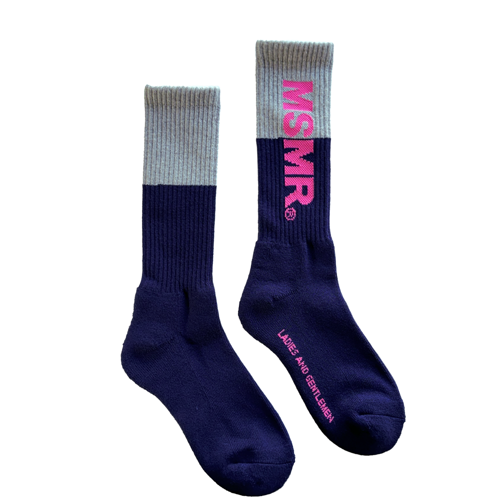 韓國 MSMR 中筒襪/ Half color Crew socks/ 灰/ 禮物套組